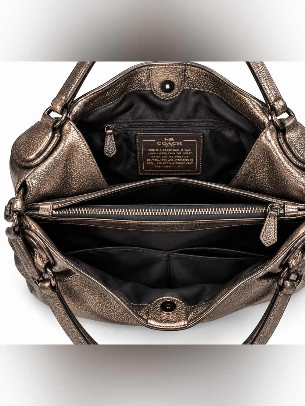 Coach Edie 31 Metallic Gunmetal Pebbled Leather Shoulder Bag 33520 - Picture 2 of 10